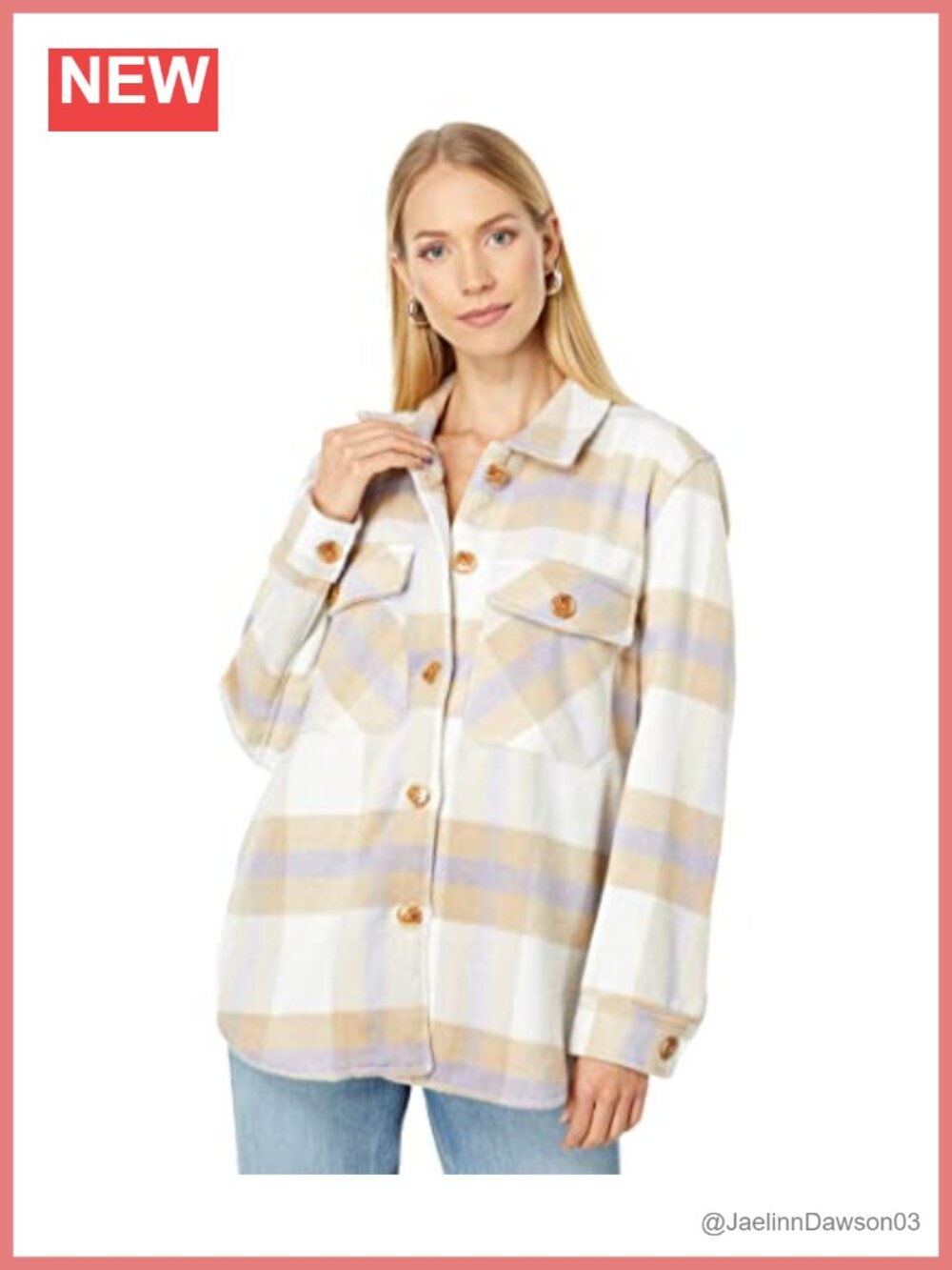 Plaid Shirt Jacket Aviator Style Long Sleeve Point Collar Casual